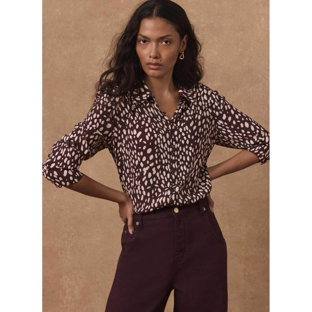 Mint Velvet Burgundy Animal Print Shirt